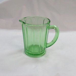 Hazel Atlas Kitchen Glass Green Ribbed 5 Inch High Milk Pitcher
